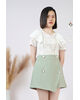 Lace Overlay Frill Sleeve Lace Trim Top (White)（Wong Shee Na）